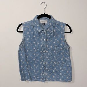 Vintage Denim Flower Vest